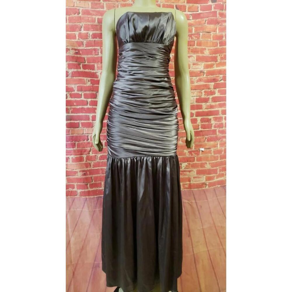 Narianna Designer Formal Size S Maxi Evening Strapless Brown Women's Dress (B10